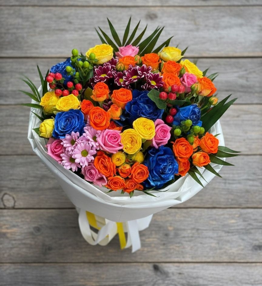 Букет цветов из: Розы и Хризантемы в Божонке