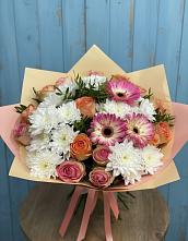 Букет цветов из:  Розы, Герберы и Хризантемы #REPLACE_PRED# Божонке