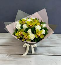 Букет цветов из:  Орхидеи и Розы в Божонке