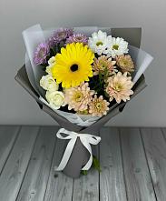 Букет цветов из:  Розы, Герберы и Хризантемы в Божонке