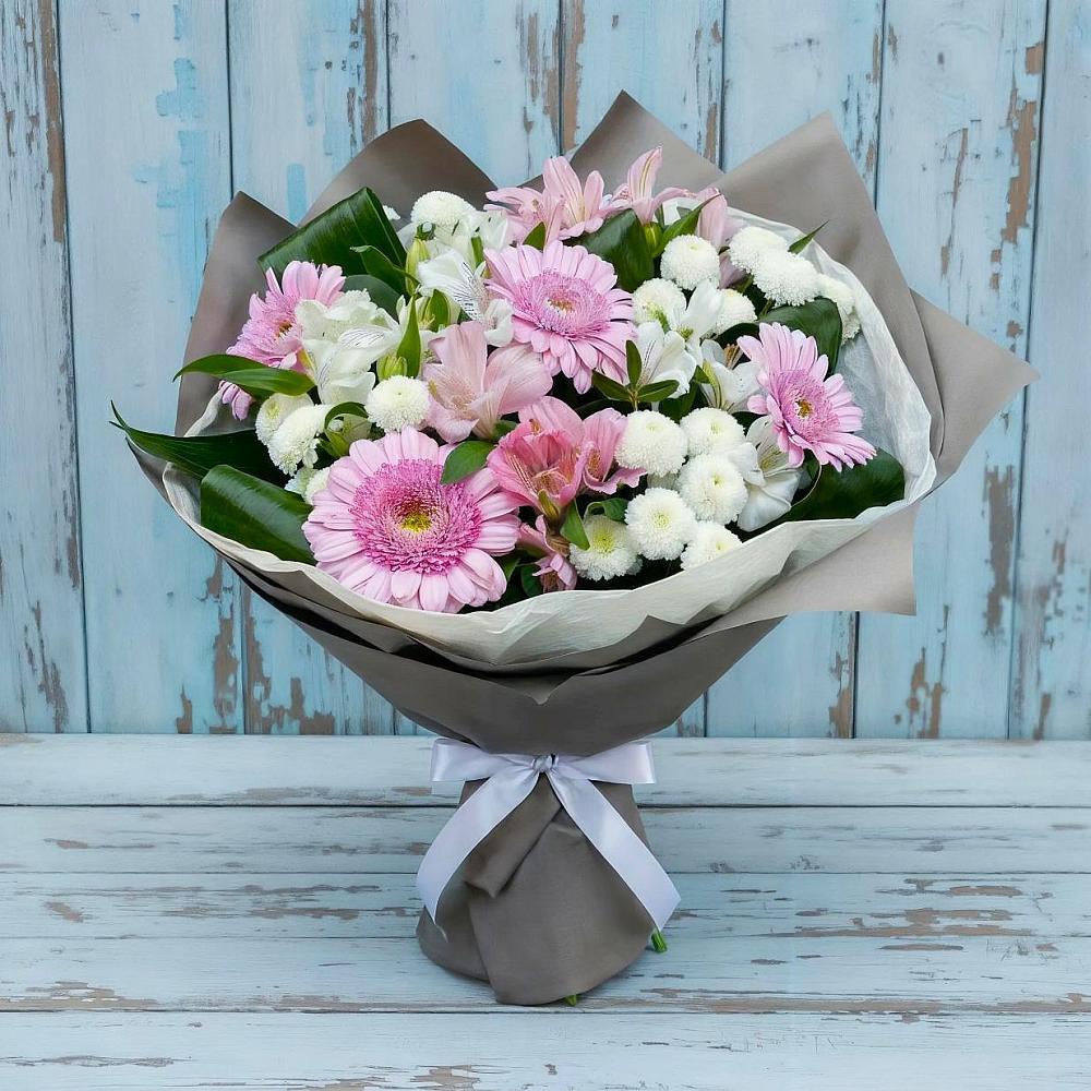 Букет цветов из: Герберы, Альстромерии и Хризантемы в Божонке