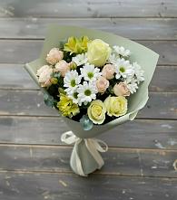 Букет цветов из:  Альстромерии, Розы и Хризантемы в Божонке