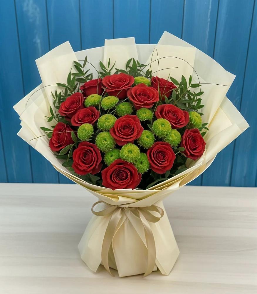 Букет цветов из: Розы и Хризантемы в Божонке